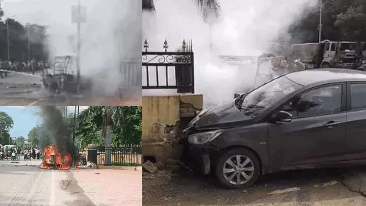 झांसी में टक्कर के बाद ऑटो बना आग का गोला, सविता समेत 4 लोग झुलसे, कार छोड़कर भागा ड्राइवर