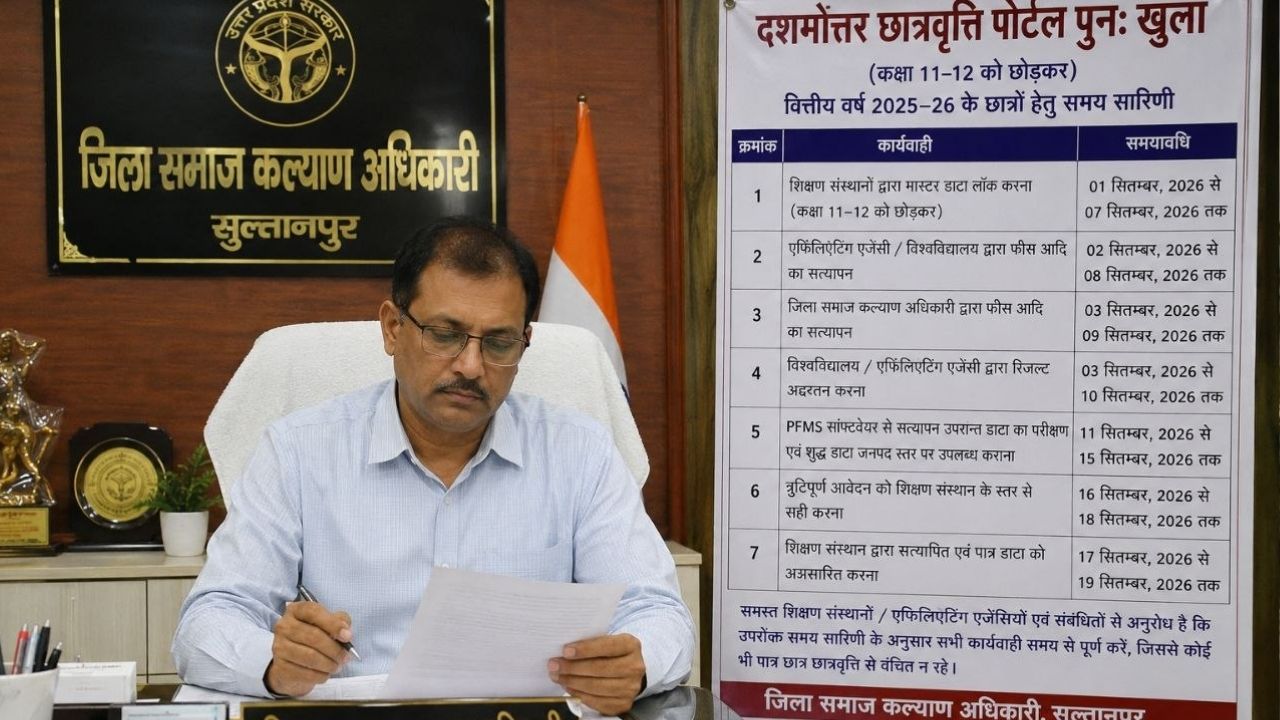 वंचित छात्रों के लिए बड़ी खुशखबरी! सुल्तानपुर में दशमोत्तर छात्रवृत्ति पोर्टल आज से दोबारा खुला