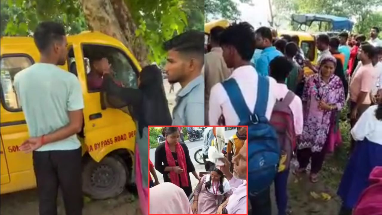 देवरिया में बड़ा सड़क हादसा: बच्चों से भरी स्कूल वैन अनियंत्रित होकर पेड़ से टकराई, चार घायल
