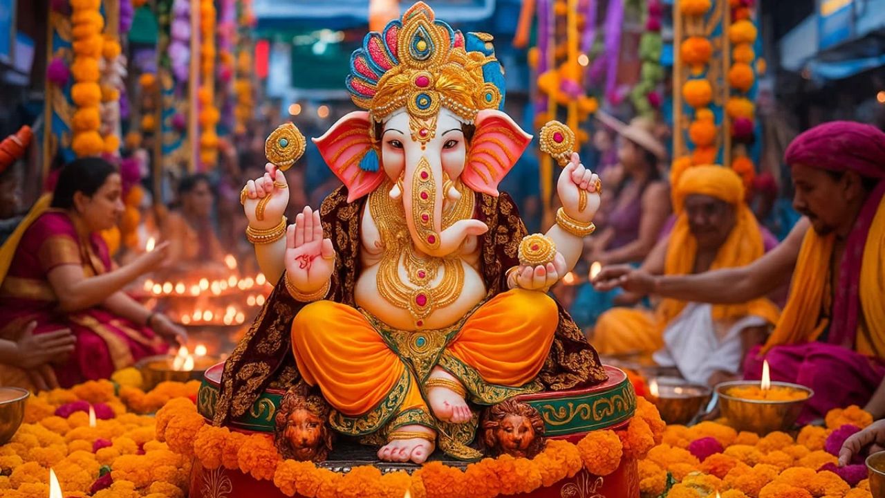 घर के मुख्य द्वार से लेकर पूजा स्थल के आंगन तक रंगोली बनाना शुभता का प्रतीक माना जाता है। इस बार केवल रंगों तक सीमित न रहें, बल्कि चावल के आटे, हल्दी, सिंदूर और ताजे फूलों की रंग-बिरंगी पंखुड़ियों का इस्तेमाल करके एक भव्य रंगोली डिजाइन तैयार करें। रंगोली के केंद्र में एक बड़ा मिट्टी का दीपक प्रज्वलित करें। यह कलात्मक स्पर्श आने वाले मेहमानों और बप्पा दोनों का मन मोह लेगा।