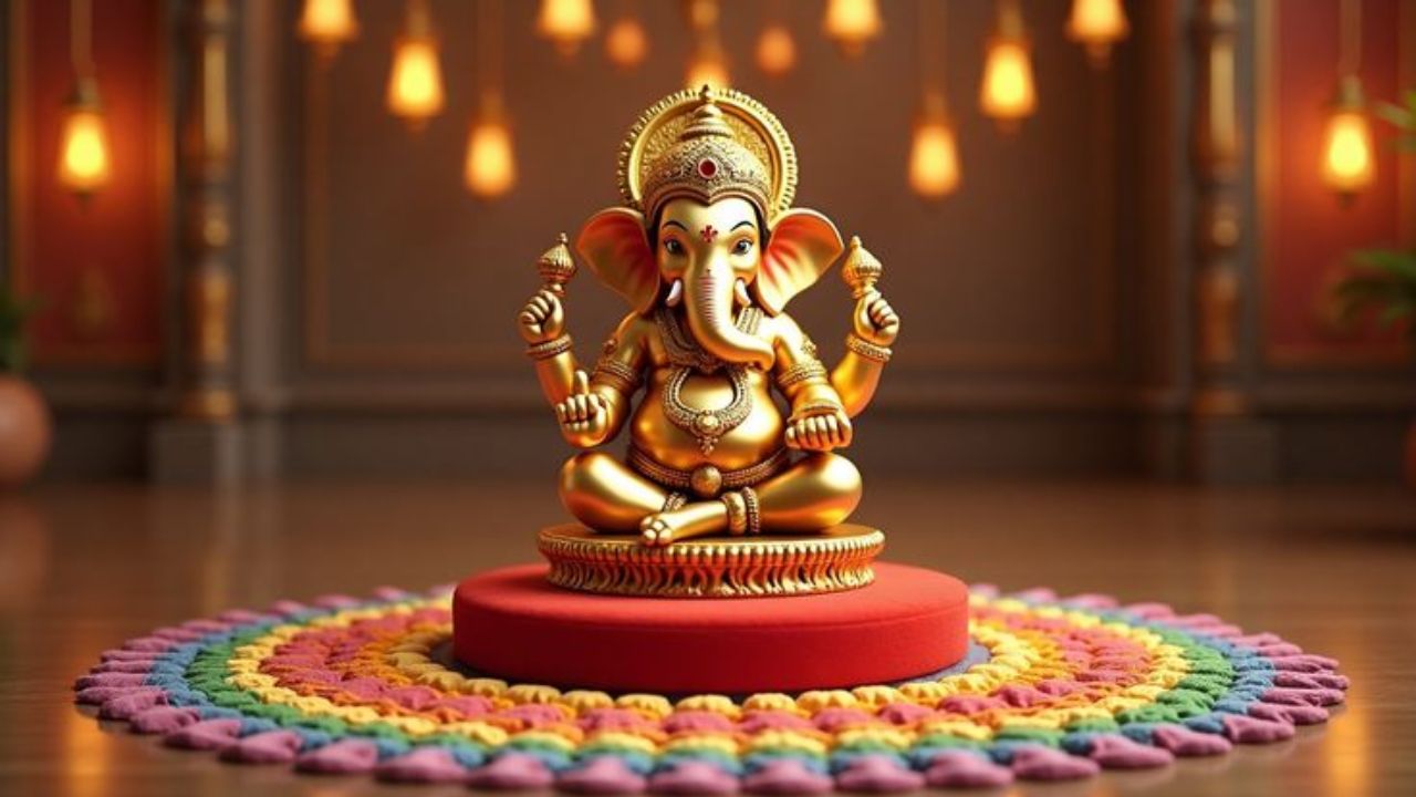प्रकृति के करीब रहते हुए बप्पा का स्वागत करने के लिए पारंपरिक वनस्पतियों का उपयोग सबसे उत्तम है। मंडप के प्रवेश द्वार पर आम के पत्तों की वंदनवार और दोनों कोनों में केले के स्वस्थ पत्तों को स्थापित करें। चौकी के चारों ओर पारंपरिक मिट्टी के दीये जलाकर रखें। शाम के समय जब इन दीयों की टिमटिमाती लौ जलेगी, तो पूरा दरबार पारंपरिक और आध्यात्मिक ऊर्जा से जगमगा उठेगा, जो इस उत्सव को हमेशा के लिए खास बना देगा।(सोर्स- Pinterest)