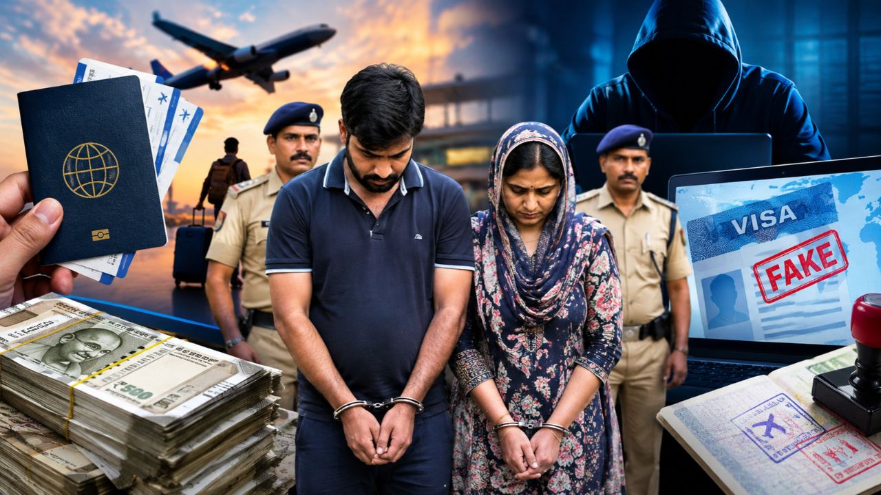 विदेश में नौकरी का सपना दिखाकर करोड़ों का खेल! फर्जी ई-वीजा रैकेट चलाने वाला दंपति गिरफ्तार