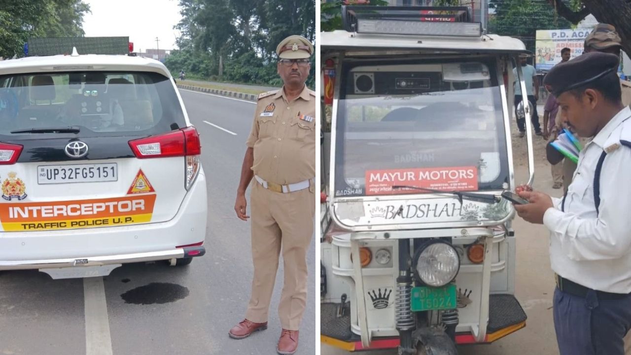 देवरिया में136 वाहनों के कटे चालान और गाड़ियां सीज; पुलिस ने सिखाया सबक