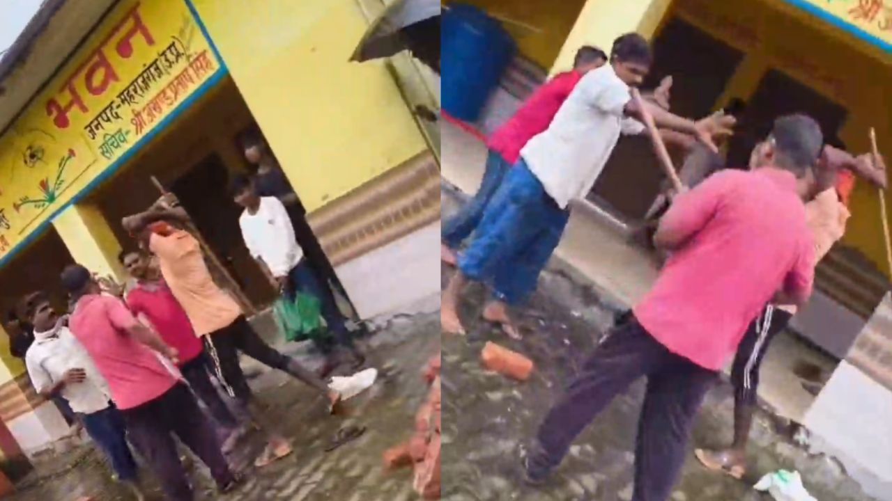 फिंगर लगवाकर नहीं दिया राशन! कजरी गांव के पंचायत भवन में खूब चले लाठी डंडे, वीडियो वायरल