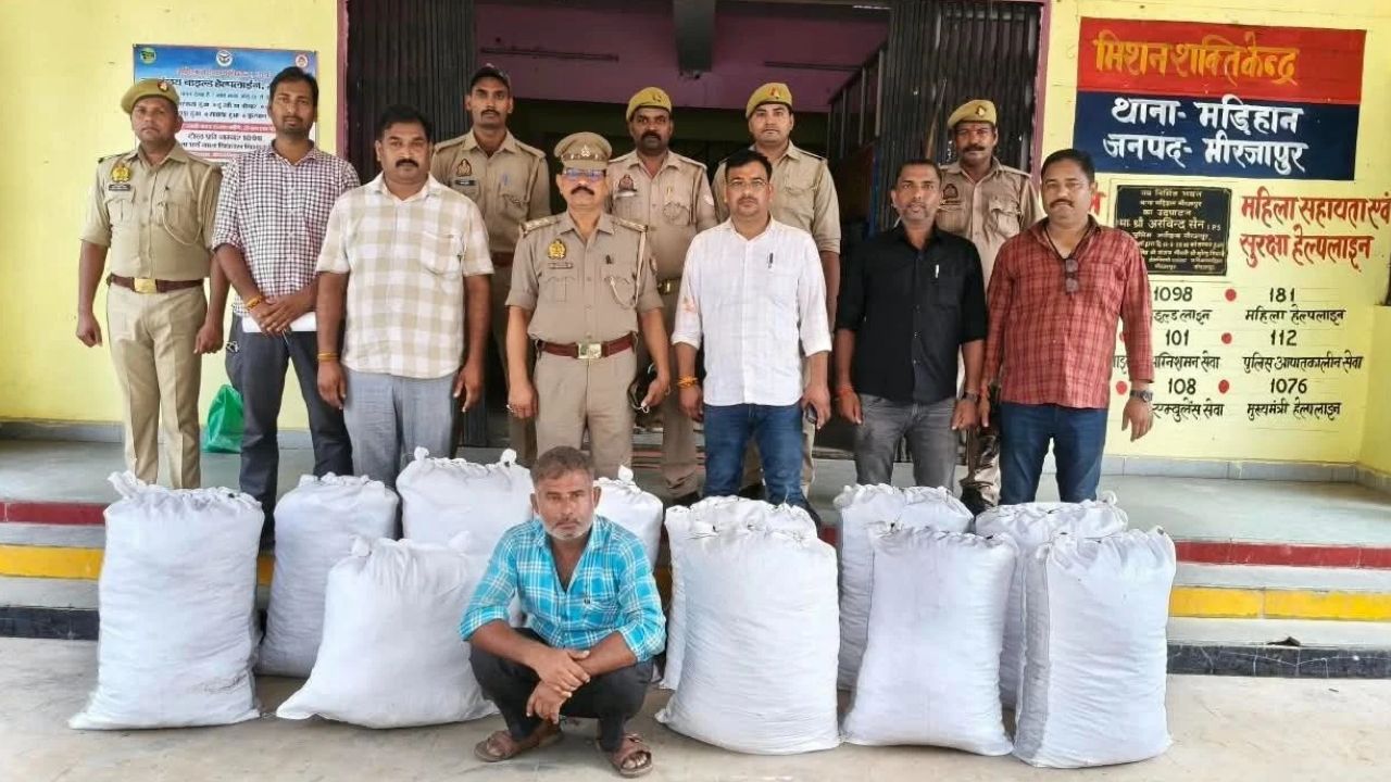 मिर्जापुर में UP STF का बड़ा एक्शन: 1.25 करोड़ रुपये का नशीला माल जब्त, कोयले के बीच छिपाकर लाया जा रहा था 198 किलो गांजा