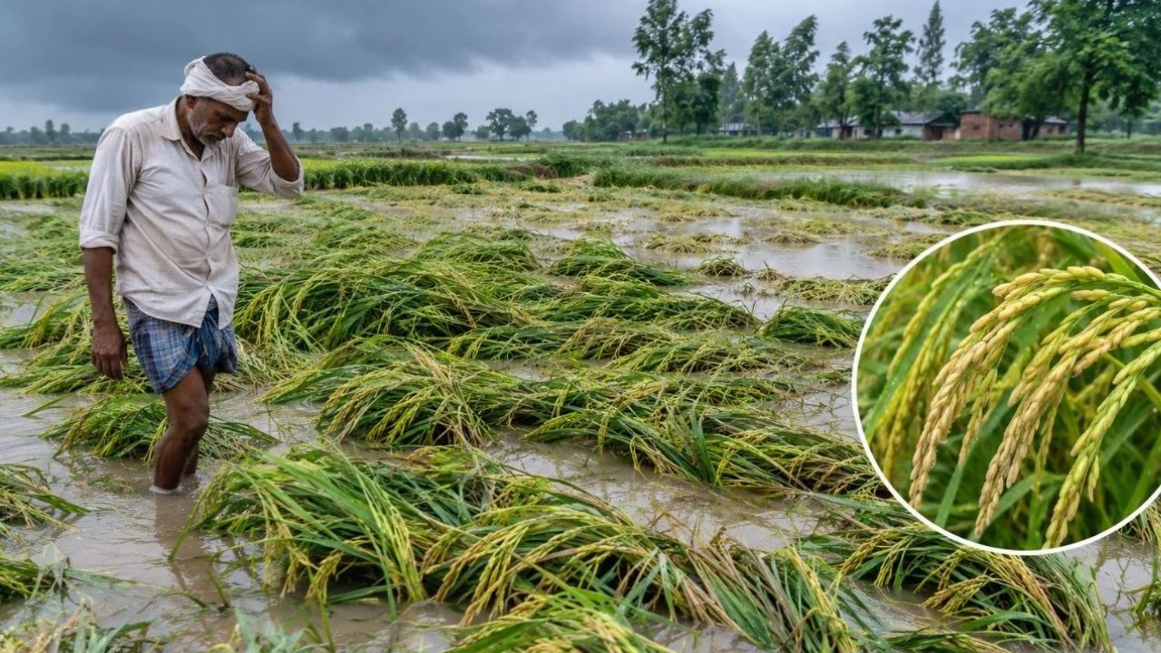 अब बारिश थमी तो ही बचेगी फसल! तीन दिन की बारिश और तेज हवा ने गिराया धान, खेतों में पानी से बढ़ी किसानों की मुश्किल