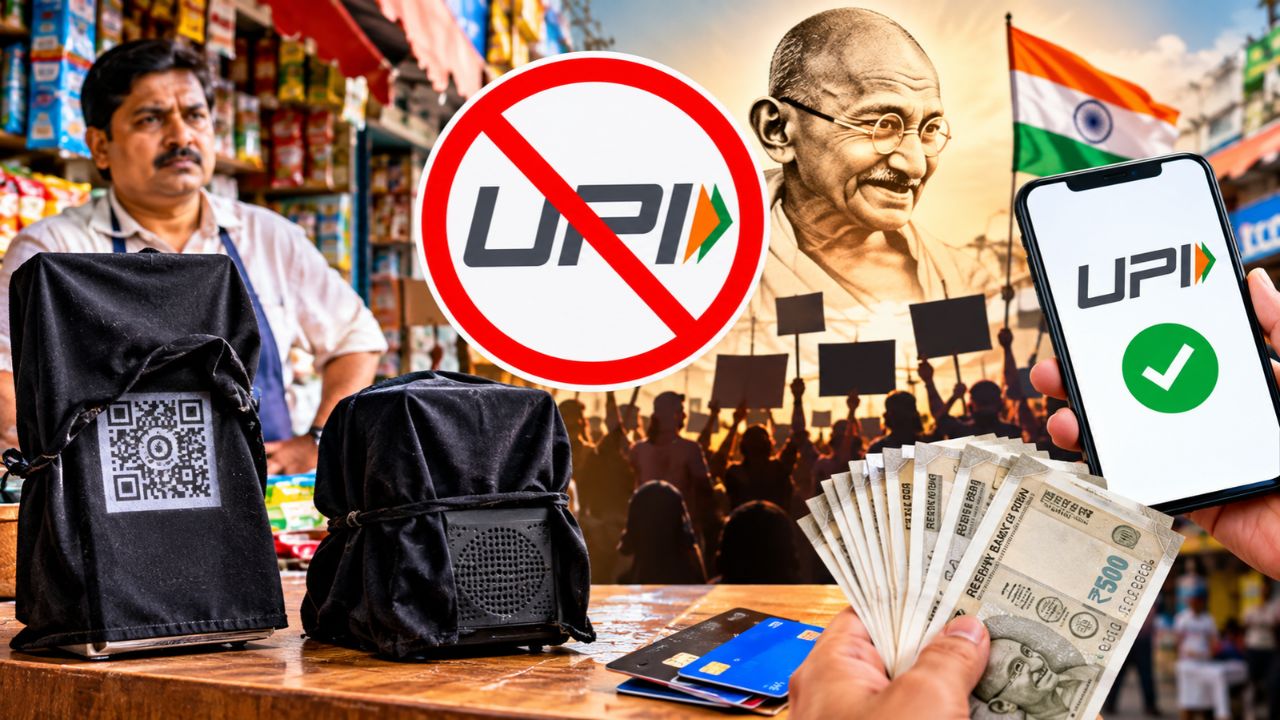 2 अक्टूबर को QR पर लगेगा काला कपड़ा! No UPI Day का ऐलान, दुकानों पर कैश-कॉर्ड से होगा भुगतान?