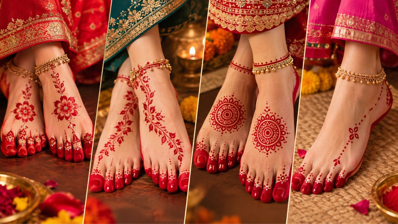 Alta Designs: करवाचौथ पर पैरों में लगाएं ये 4 आलता डिजाइन, सोलह श्रृंगार में लगेंगे चार चांद