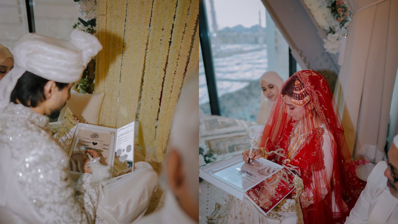 मिस्टर फैजू ने शनिवार को आधिकारिक तौर पर अपनी शादी की घोषणा करते हुए फैंस को चौंका दिया। उन्होंने अपने इंस्टाग्राम अकाउंट पर निकाह की बेहद प्यारी और मनमोहक तस्वीरें साझा की हैं। खास बात यह है कि यूट्यूबर ने यह पवित्र निकाह किसी आलीशान होटल में नहीं, बल्कि सऊदी अरब के बेहद खूबसूरत और पवित्र शहर मदीना शरीफ में पूरे परिवार की मौजूदगी में संपन्न किया है। (Img- Instagram)