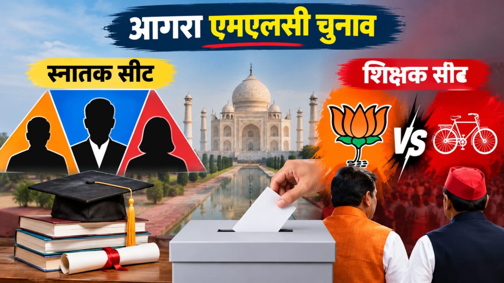 आगरा एमएलसी चुनाव में स्नातक सीट पर त्रिकोणीय मुकाबला, शिक्षक सीट पर भाजपा-सपा आमने-सामने!