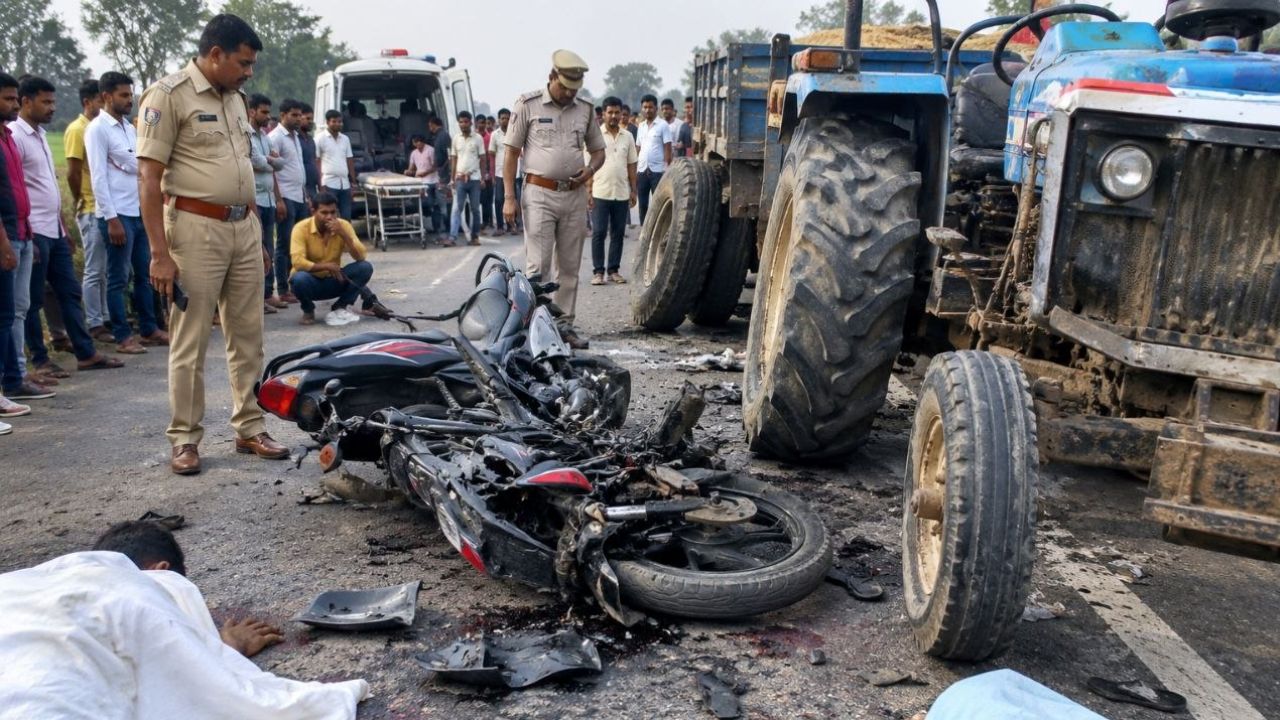 सुलतानपुर में अयोध्या-प्रयागराज हाईवे पर ट्रैक्टर और बाइक की भिड़ंत, दो युवकों की मौत, एक गंभीर