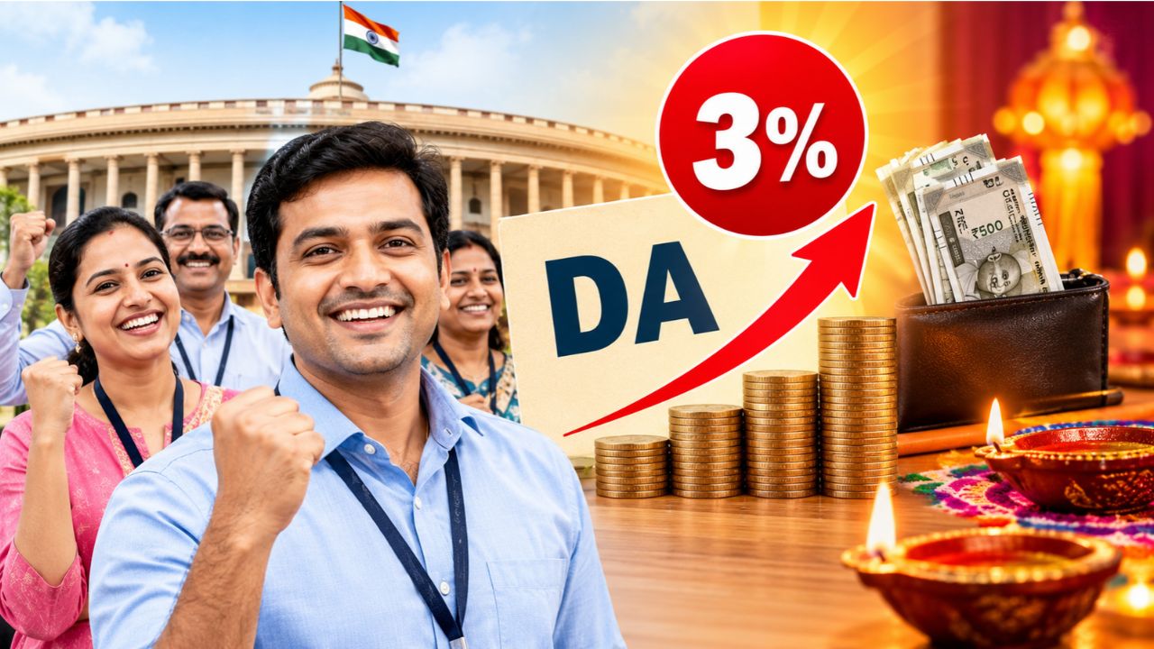 दिवाली से पहले केंद्रीय कर्मचारियों की बल्ले-बल्ले! DA में 3% बढ़ोतरी, अब 63% मिलेगा महंगाई भत्ता