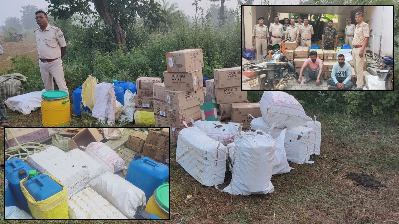 देवघर में 396 लीटर विदेशी शराब जब्त, दुर्गापूजा से पहले अवैध कारोबार का खुलासा; दो गिरफ्तार