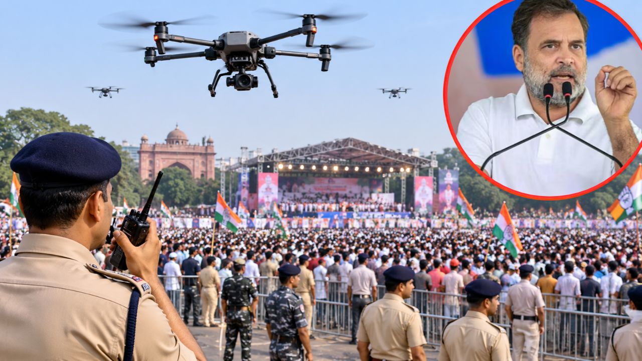 दिल्ली के रामलीला मैदान में इंडिया गठबंधन की रैली: सुरक्षा के कड़े इंतजाम, ड्रोन से निगरानी और विशेष कॉरिडोर की व्यवस्था