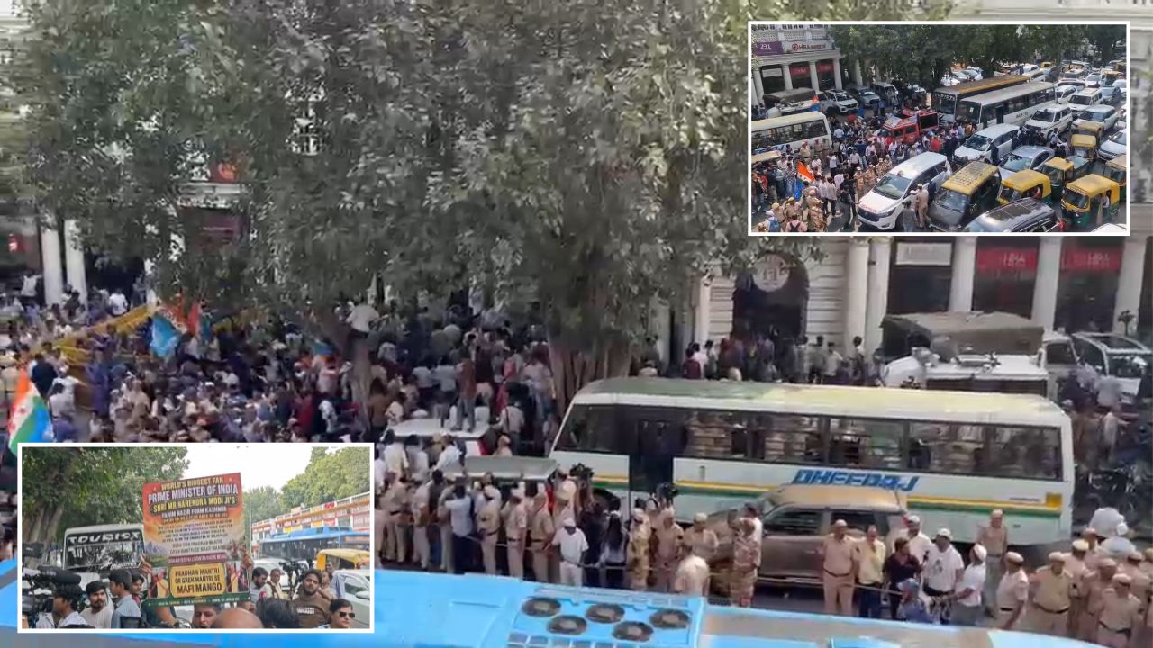 मुख्य चुनाव आयुक्त के खिलाफ दिल्ली में INDIA bloc का उग्र प्रदर्शन: कनॉट प्लेस में लगा भीषण जाम, थमी रफ्तार