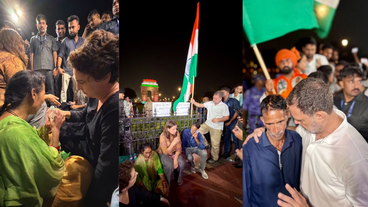 अंकिता के न्याय के लिए दिल्ली में संग्राम! इंडिया गेट पर बैठे परिजनों से मिलने पहुंचे राहुल और प्रियंका