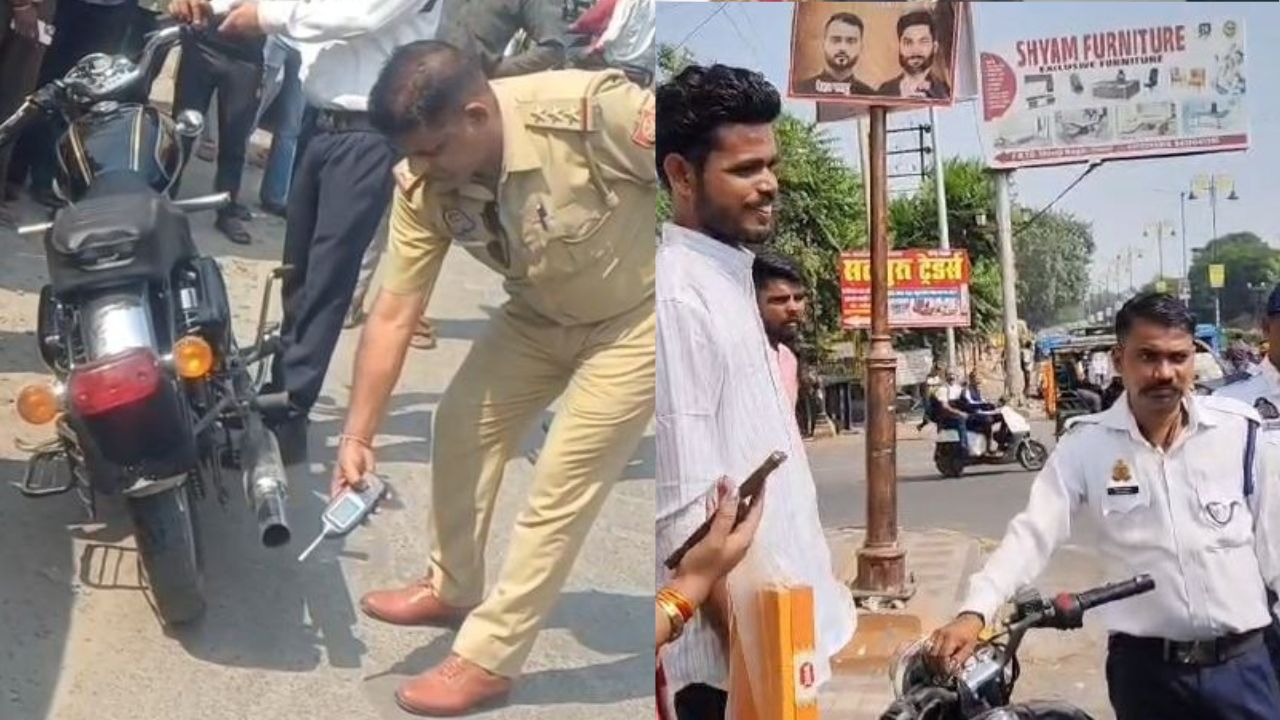 Jhansi News: मॉडिफाइड साइलेंसर वाली 3 बुलेट सीज, 63 हजार रुपये का चालान