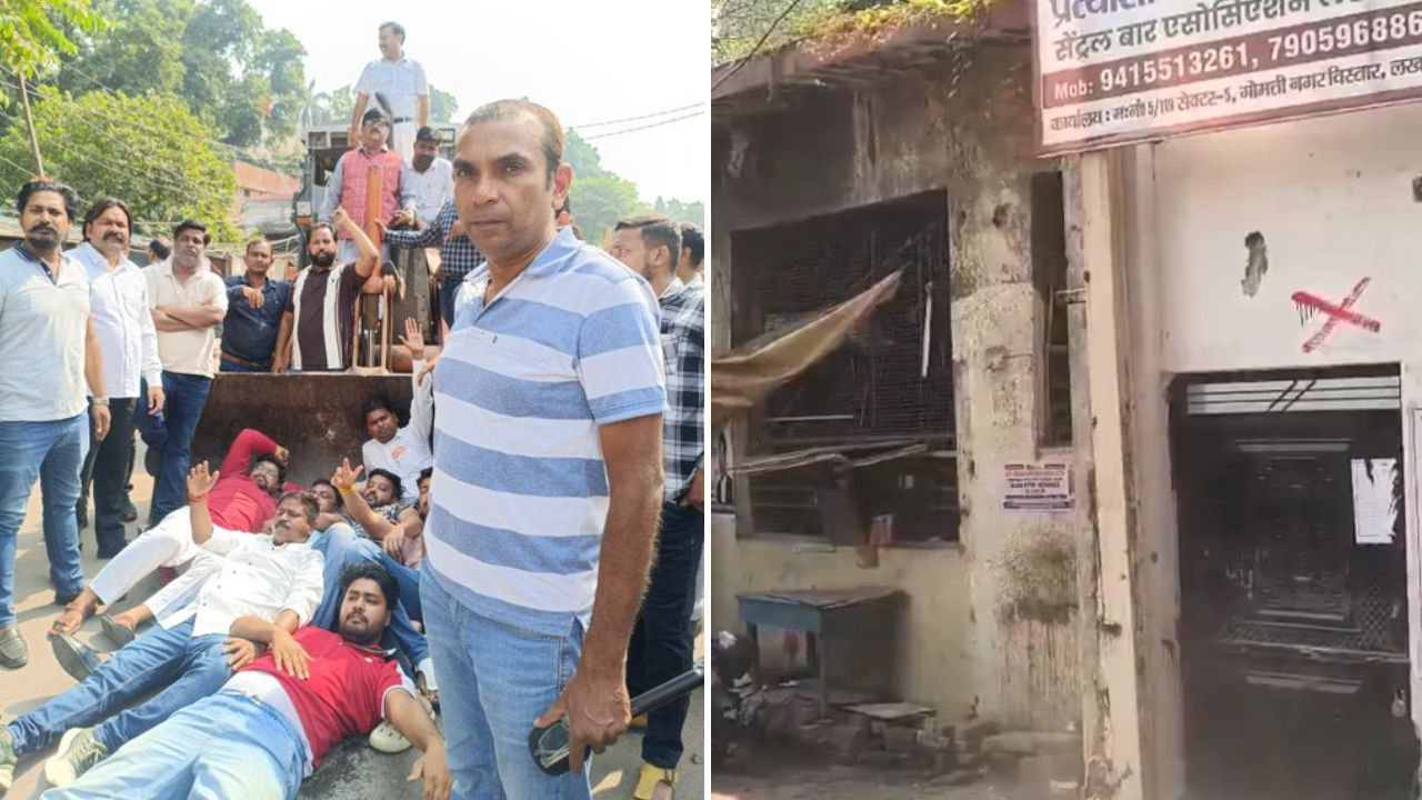 15-20 साल पुराने चैंबरों पर चला बुलडोजर, सड़कों पर उतरे वकील: लखनऊ के कैसरबाग कचहरी में भारी बवाल