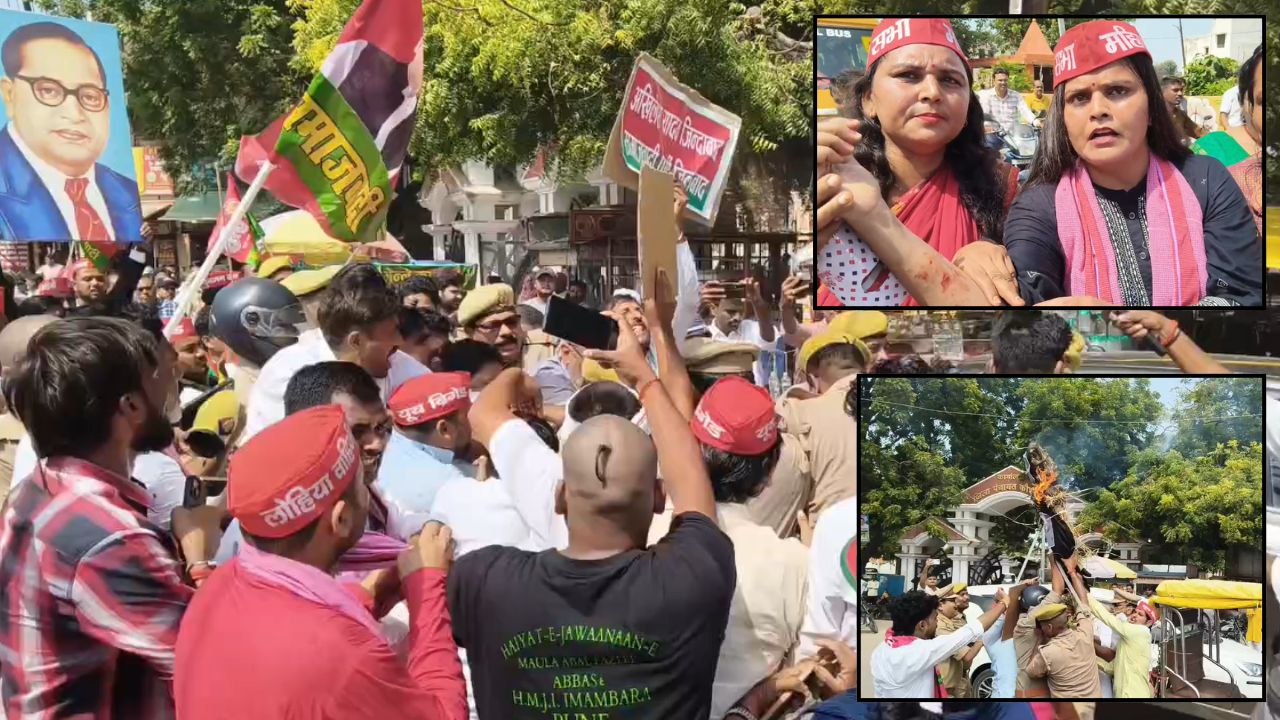 SIR के खिलाफ सड़क पर सपा का हल्लाबोल, पुलिस ने रोका तो हुई धक्का-मुक्की; मंझनपुर चौराहा बना अखाड़ा