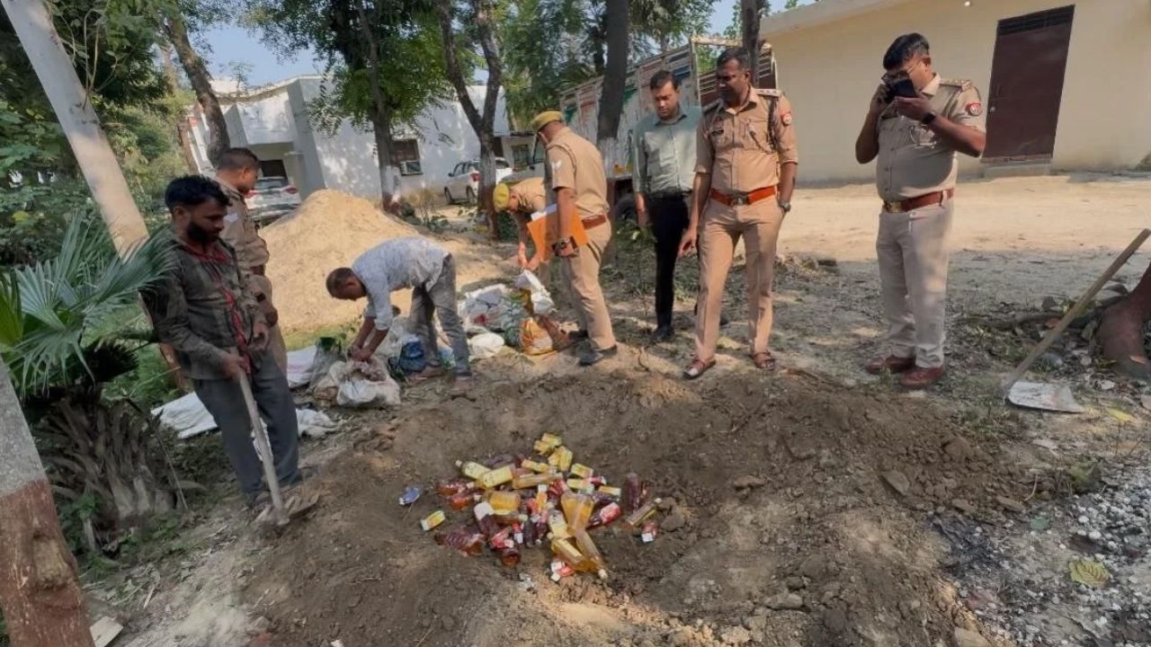 सहारनपुर में ऑपरेशन क्लीन, हरियाणा से अरुणाचल प्रदेश तक के मार्का वाली शराब नष्ट