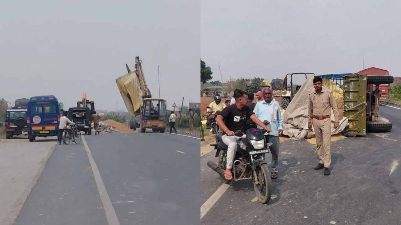हाथरस में रोडवेज बस ने धान से लदी ट्रैक्टर-ट्रॉली को मारी टक्कर, दो किसान घायल