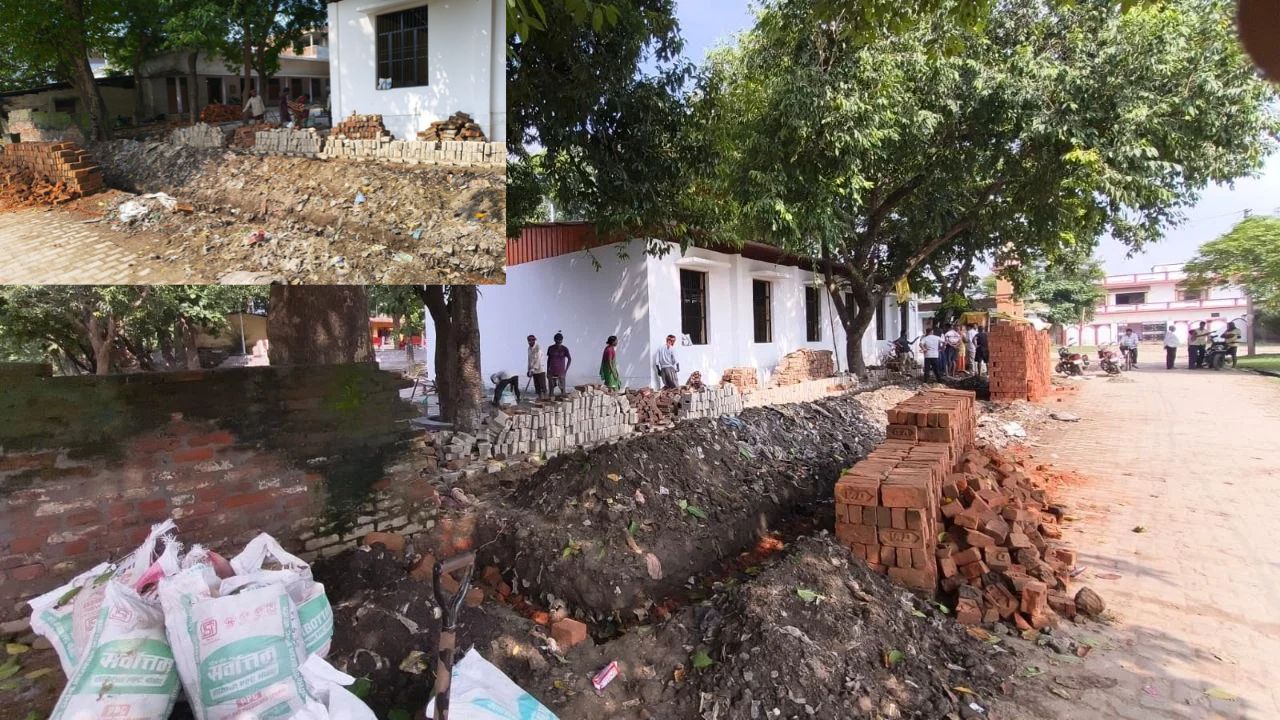 पुरानी बाउंड्री तोड़ी, पुरानी सामग्री से निर्माण और खड़े हो गए सवाल: महराजगंज में मंदिर की जमीन पर दुकान बनाने का आरोप