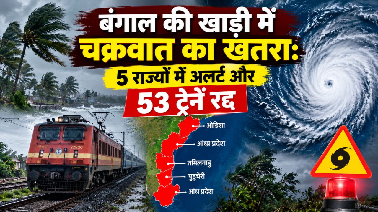 बंगाल की खाड़ी में चक्रवात का खतरा: 5 राज्यों में अलर्ट और 53 ट्रेनें रद्द, रेलवे ने बनाए वॉर रूम