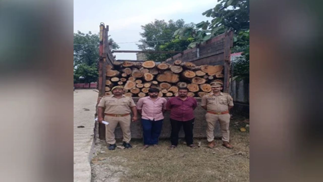 बलरामपुर में लकड़ी तस्करों की चाल नाकाम, रात में ट्रक समेत दो पकड़े