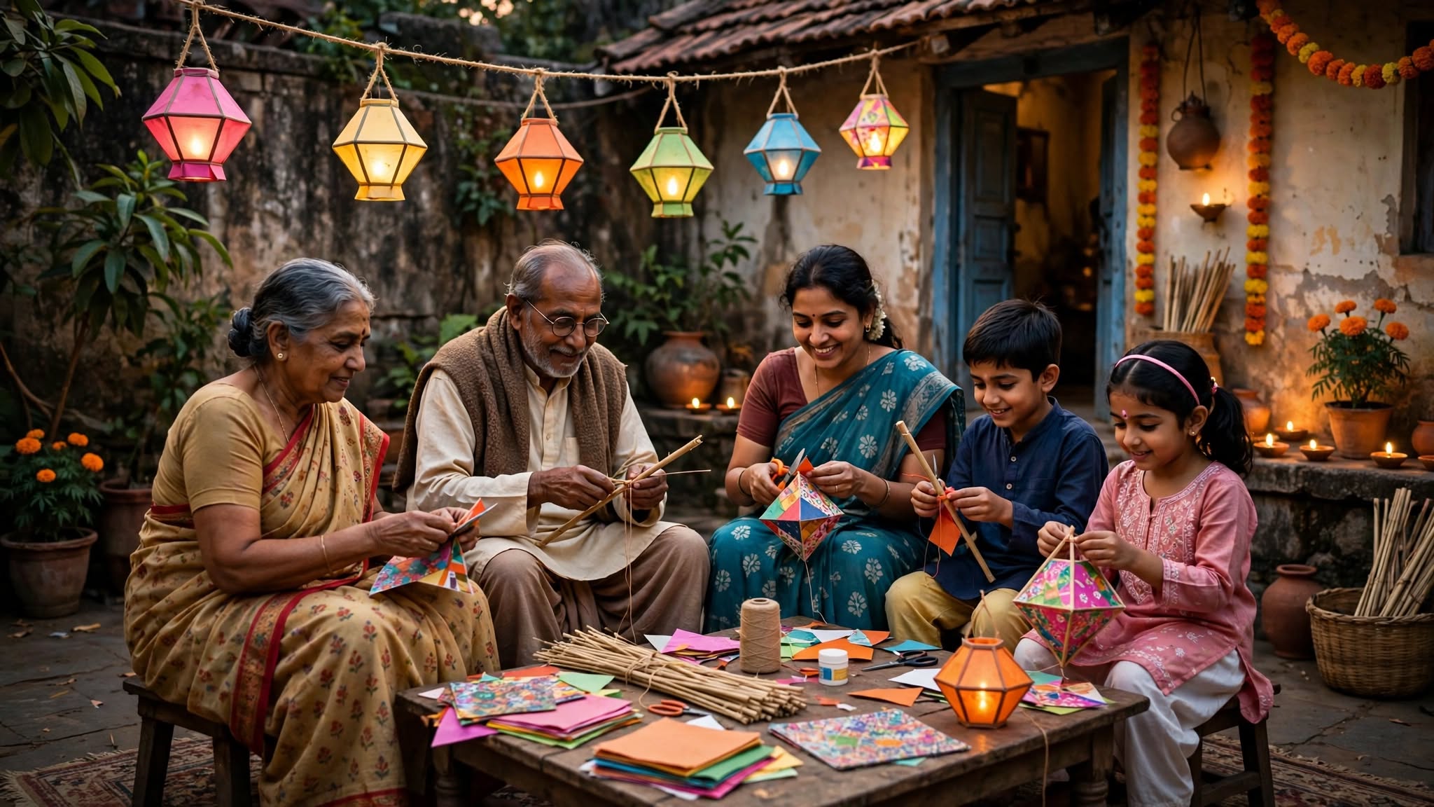 पहले दिवाली से पहले घरों में रंगीन कागज, बांस और धागे की मदद से कंदील बनाए जाते थे। बच्चे बड़ों के साथ मिलकर इन्हें तैयार करते थे और फिर घर के बाहर टांगते थे। अब बाजार में तरह-तरह की तैयार लाइटें और सजावटी कंदील आसानी से मिल जाते हैं। ऐसे में खुद सजावट बनाने की परंपरा कई घरों में कम हो गई है।
