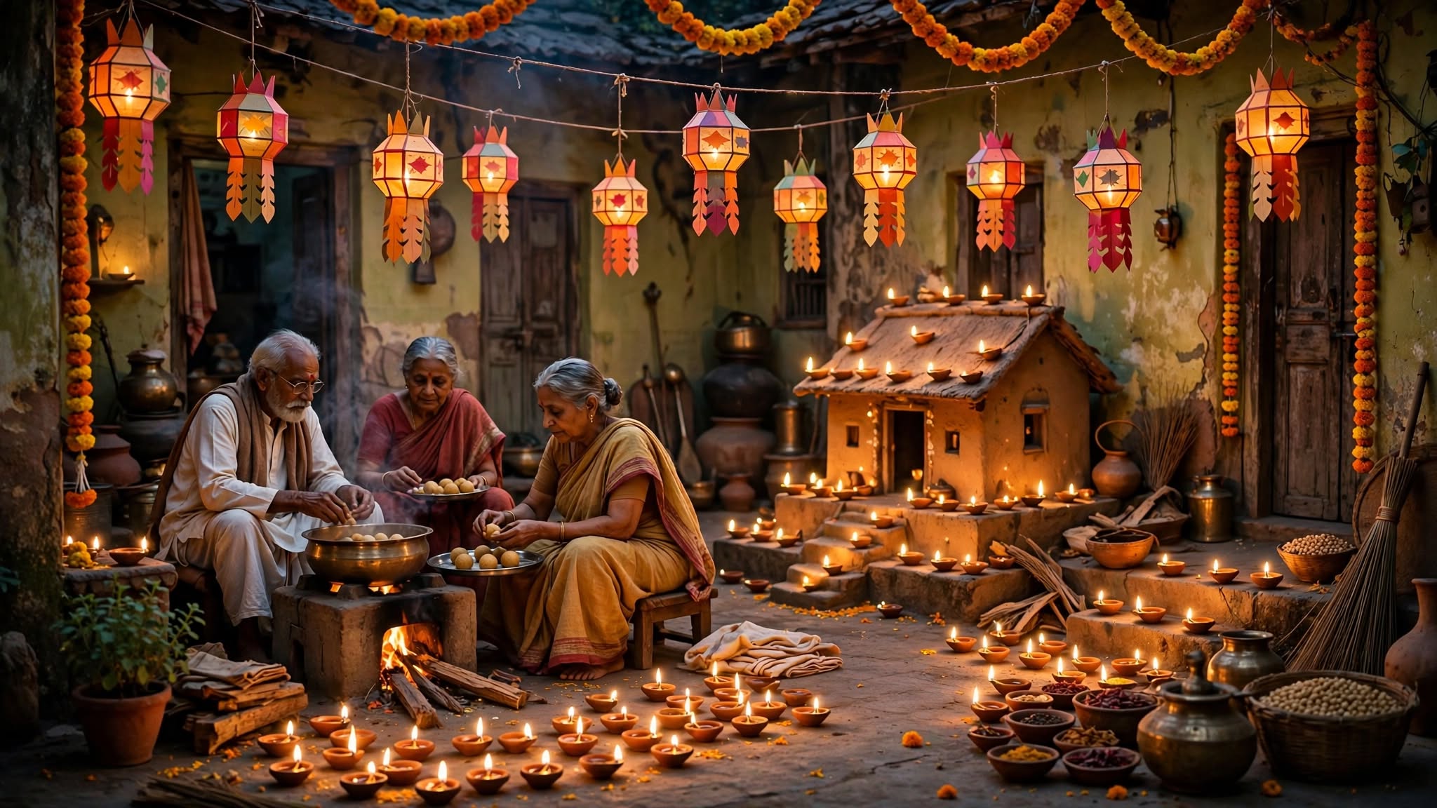 क्या सच में खत्म हो रही हैं ये परंपराएं? ऐसा नहीं है कि ये सभी परंपराएं पूरी तरह खत्म हो चुकी हैं। देश के कई गांवों और शहरों में आज भी लोग घरौंदे बनाते हैं, मिट्टी के दीये जलाते हैं और पारंपरिक तरीके से पूजा करते हैं। लेकिन बदलती जीवनशैली, शहरीकरण, समय की कमी और बाजार में आसानी से मिलने वाले तैयार सामान ने त्योहार मनाने के तरीकों को जरूर बदला है।  दिवाली का असली उत्साह सिर्फ महंगी लाइटों और सजावट में नहीं, बल्कि उन छोटी-छोटी खुशियों में भी है, जिन्हें परिवार मिलकर तैयार करता था। अगर नई पीढ़ी को इन परंपराओं से जोड़ा जाए, तो मिट्टी के घरौंदे, हाथों से बने कंदील और घर के पकवान केवल पुरानी यादें बनकर नहीं रहेंगे।