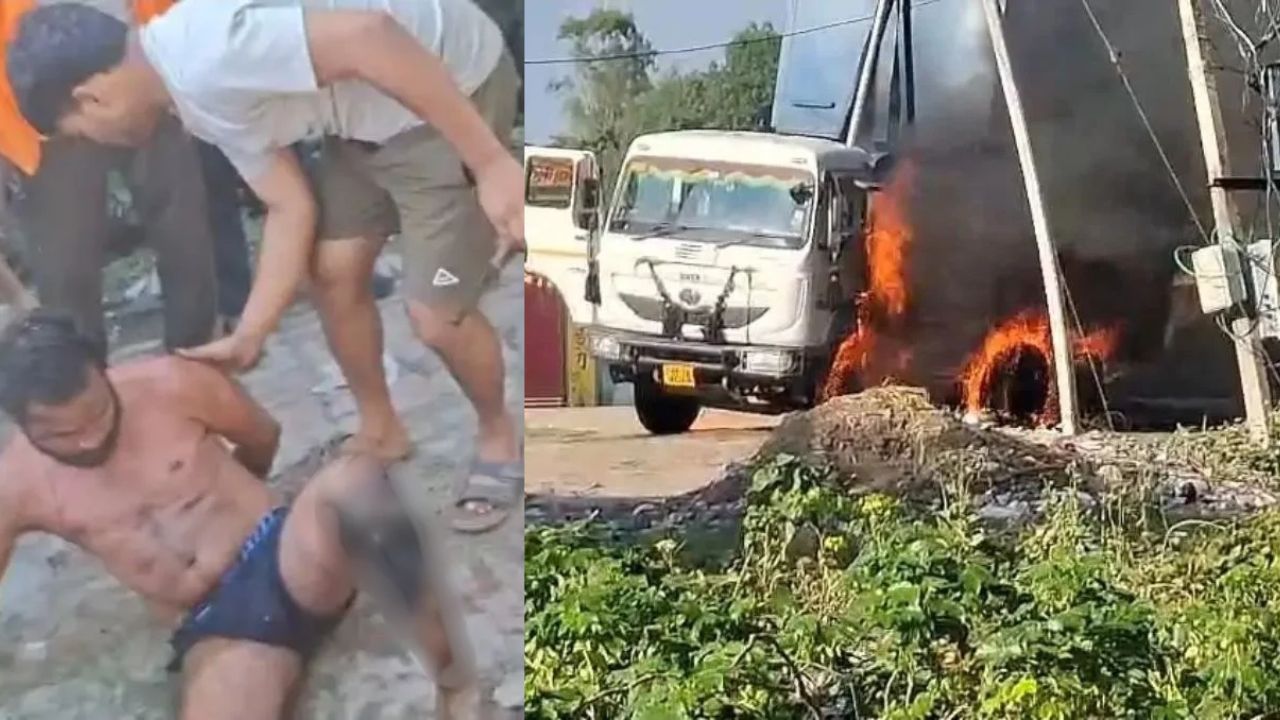सीतापुर में हाईटेंशन लाइन की चपेट में आया डंपर, आग लगने से चालक गंभीर रूप से झुलसा