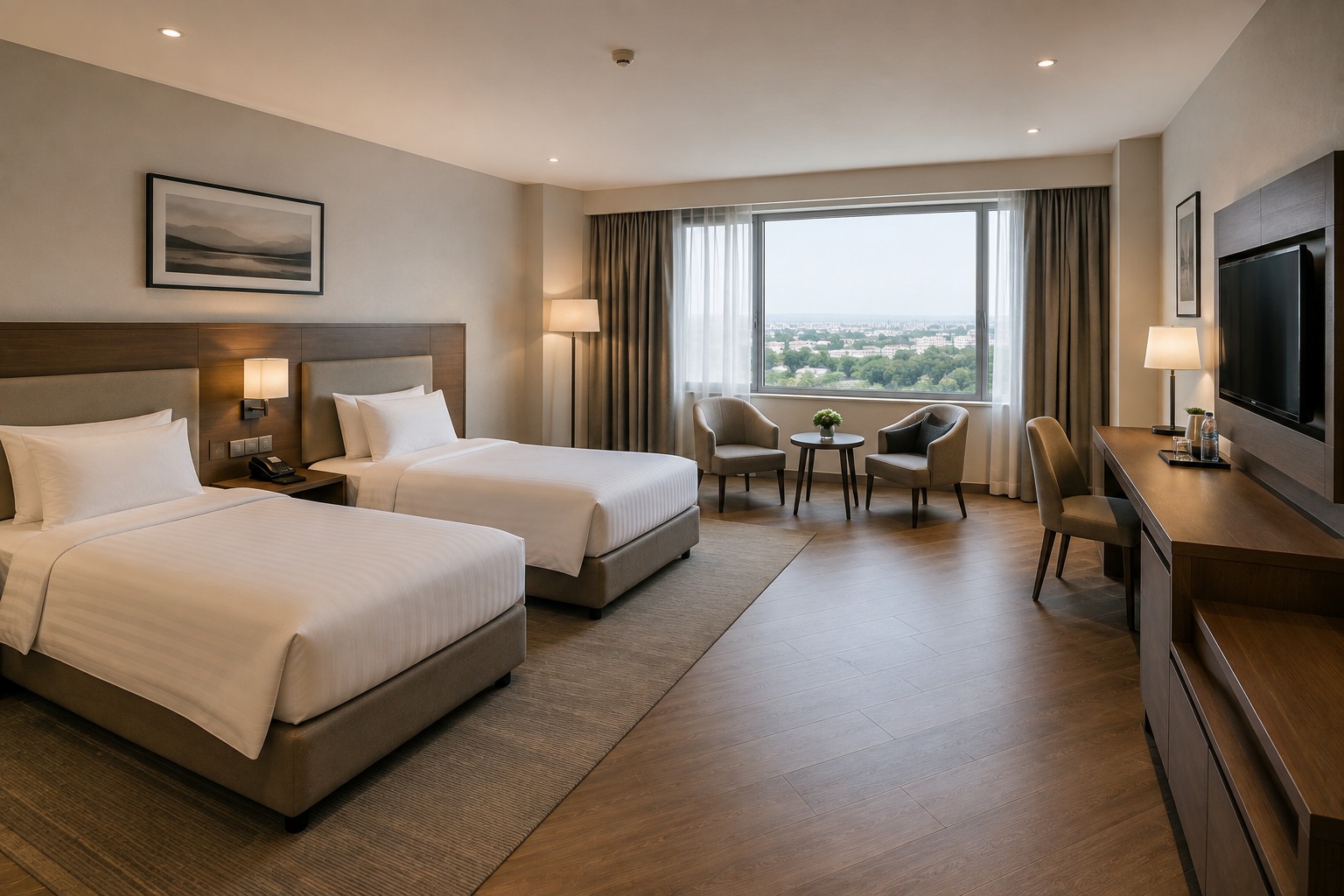 GUEST ROOM, TWIN BEDS, BATHTUB, EXECUTIVE LOUNGE ACCESS