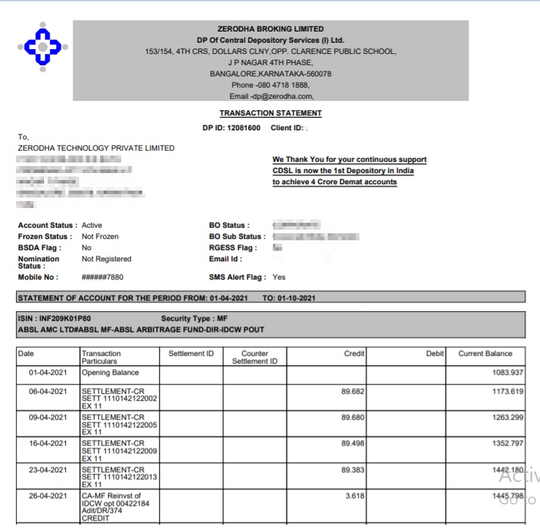 What Is Dp Transaction Statement