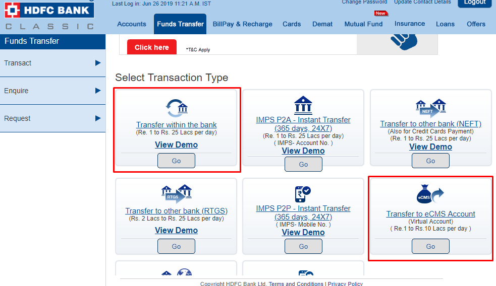 Hdfc online banking