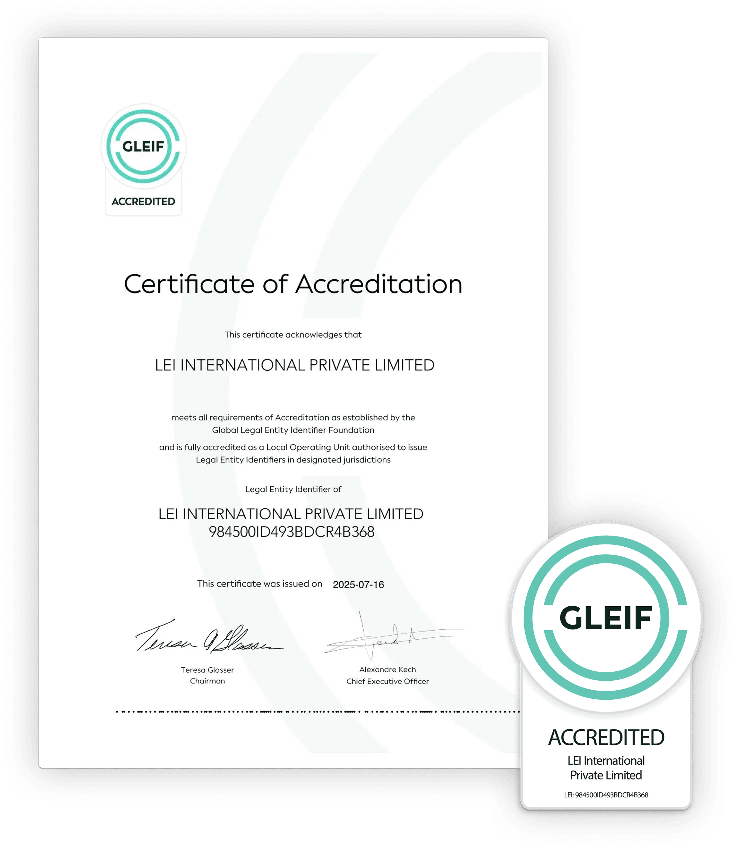 GLEIF Certificate of Accreditation