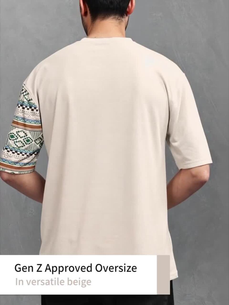 Tribal Printed Oversized Cotton T-shirt