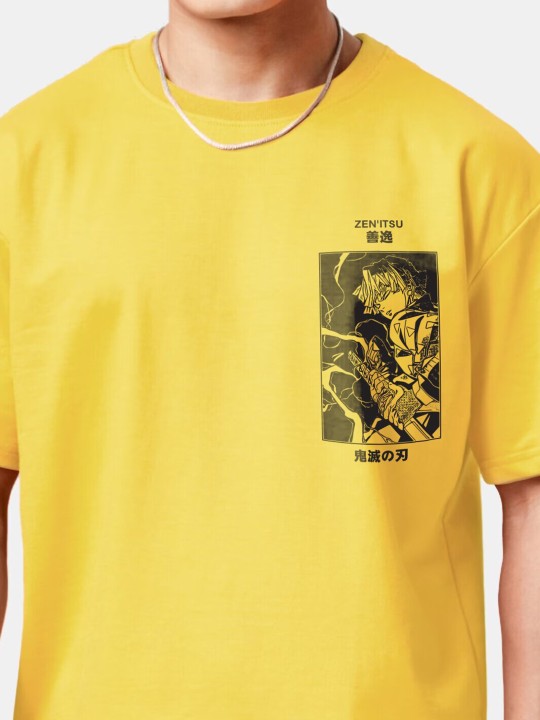 Unisex Zenistu Demon Slayer Anime Printed Cotton Oversized T-shirt