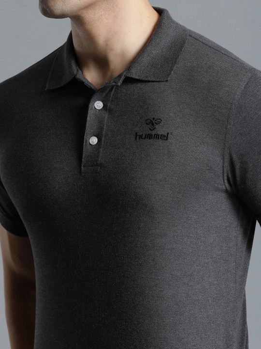 Men Black Polo Collar T-shirt
