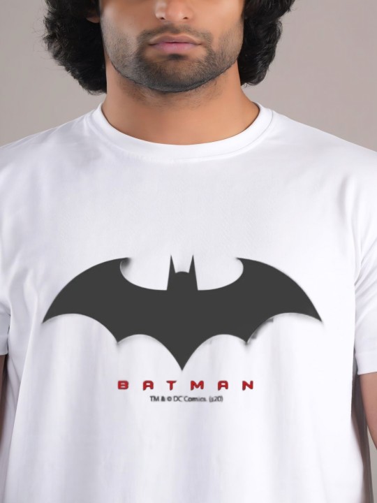 Men Batman Typography Printed Round Neck Cotton T-shirt