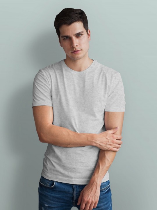 Men Solid Round Neck Cotton T-shirt