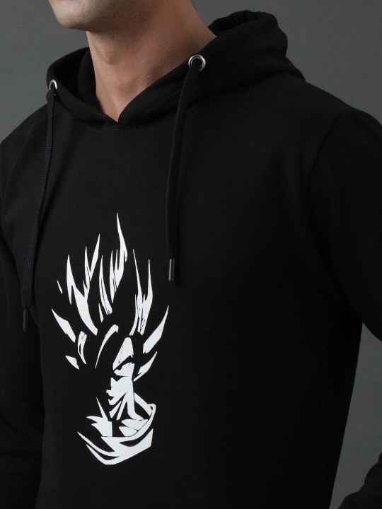 Goku Ultra Instinct Printed Hooded Long Sleeves Cotton Pullover Sweatshirt