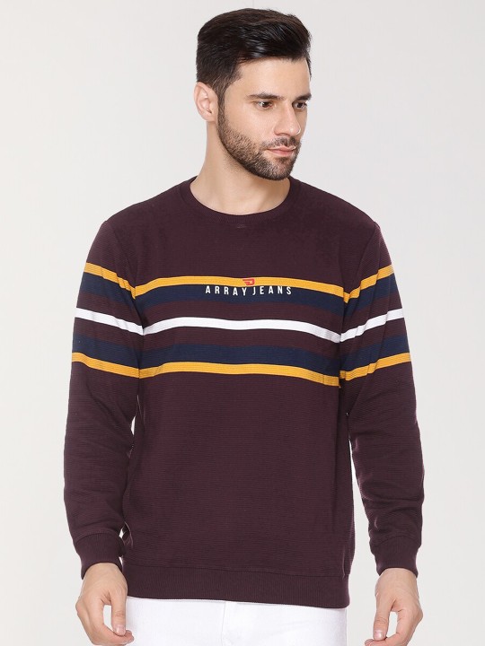 Striped Round Neck Cotton Pullover