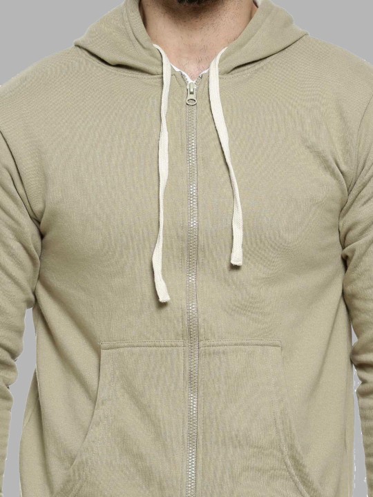 Men Light Olive Hooded Sweatshirt