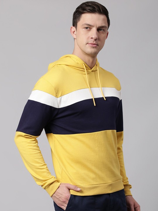 Men Colourblocked Hooded Sweatshirt