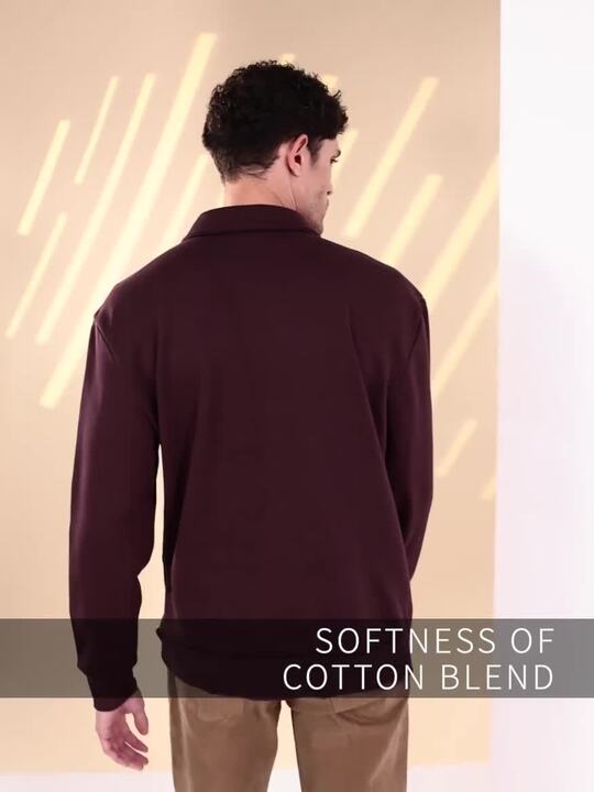 Men Burgundy Solid Sweatshirt