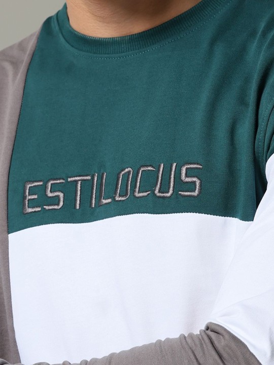 Men Colourblocked Cotton Sweatshirt