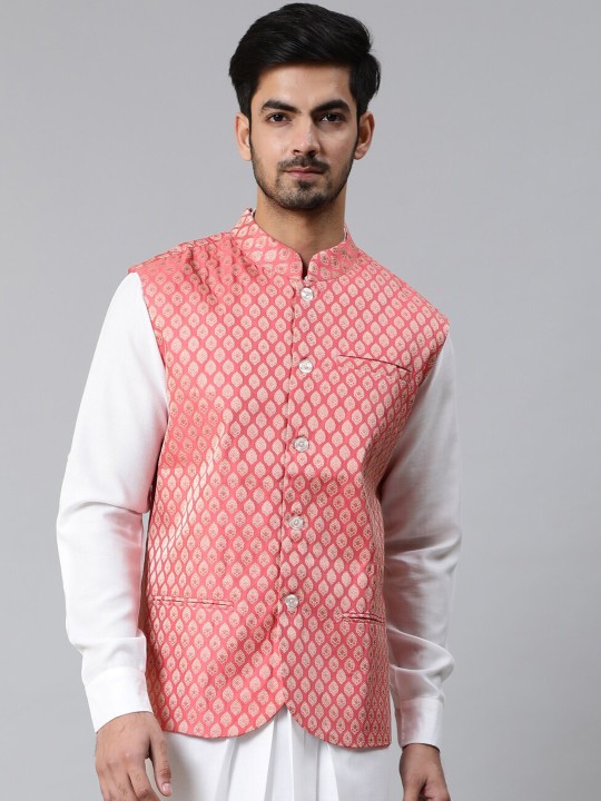 Ethnic Motifs Woven Design Nehru Jacket