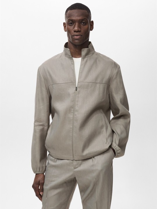 Mock Collar Tailored Jacket