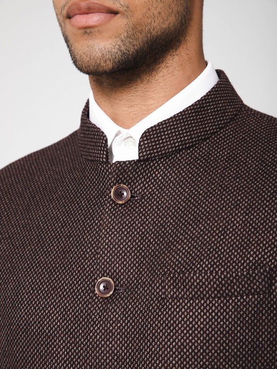 Solid Woven Nehru Jacket
