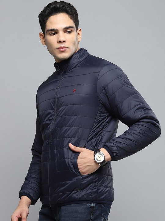 Men Mock Collar Solid Casual Padded Jacket